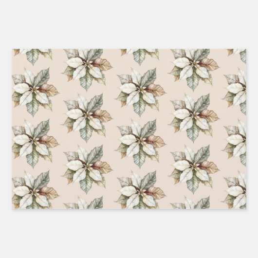 Creme Rustikale Hülsen und Blume Geschenkpapier Set (Vorderseite 3)