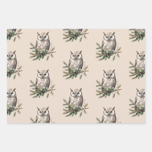 Creme Rustikale Hülsen und Blume Geschenkpapier Set (Vorderseite)