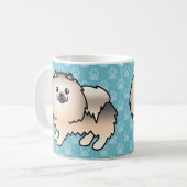 Creme Sable Fluffy Spitz Hunde auf blau Kaffeetasse (Vorderseite Links)