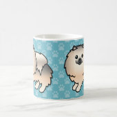 Creme Sable Fluffy Spitz Hunde auf blau Kaffeetasse (Mittel)