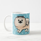 Creme Sable Fluffy Spitz Hunde auf blau Kaffeetasse (Links)