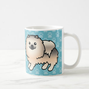 Creme Sable Fluffy Spitz Hunde auf blau Kaffeetasse