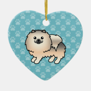 Creme Sable Pomeranian Hund Cartoon Zeichnung Keramikornament