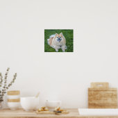 Creme-Sable-Pomeranian-Hund im Gras Poster (Küche)