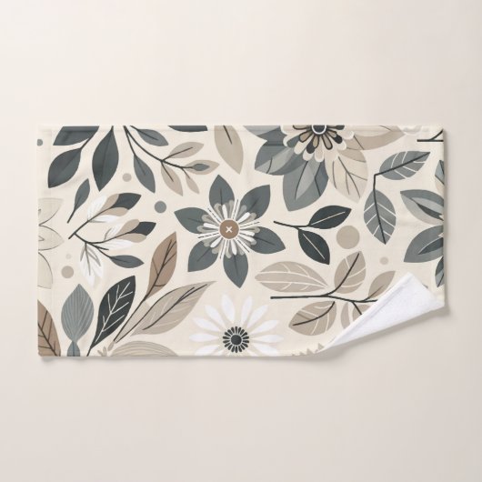 Creme & Sage Green Bold Modernes Blumenmuster Badhandtuch Set (Handtuch)