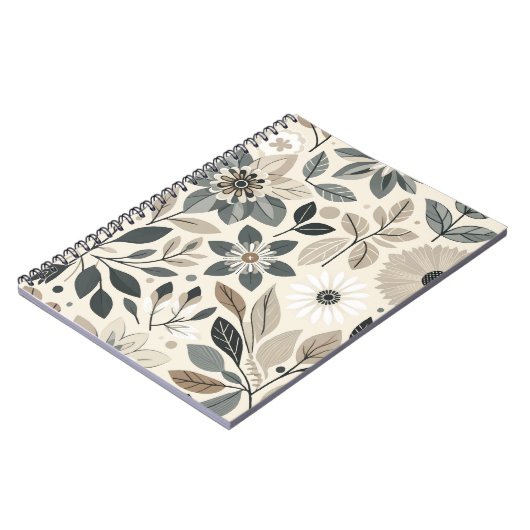 Creme & Sage Green Bold Modernes Blumenmuster Notizblock (Linke Seite)