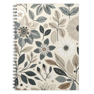 Creme & Salbeigrün Kühnes modernes Blumenmuster Notizblock