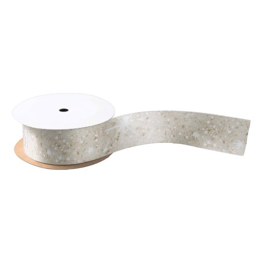 Creme-Sand-Glitter-Geburtstag Satinband (Spule)