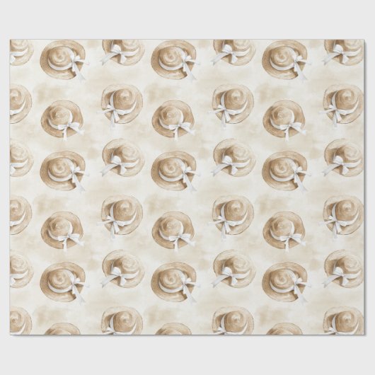 Creme-Sand-Strandhüte Geburtstag Geschenkpapier (Flach)