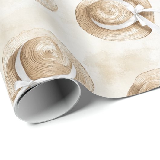 Creme-Sand-Strandhüte Geburtstag Geschenkpapier (Rolleneckpunkt)