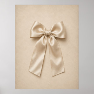 Creme Satin Bogen Wandkunst | Neutraler Coquette P Poster