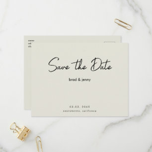 Creme Save the Date Einladung Postkarte