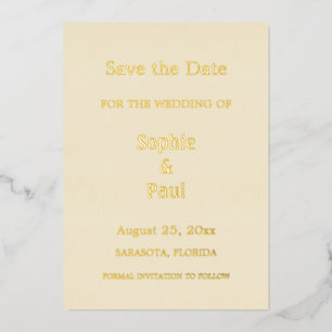 Creme Save-the-Date-Goldfolie-Einladung Folieneinladung