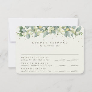 Creme Schneebeere + Eukalyptus Hochzeit Multi-Even RSVP Karte