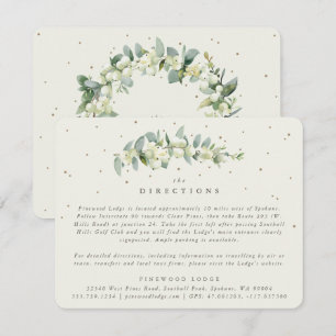 Creme Schneebeere + Eukalyptus-Stiel Hochzeitsanwe Begleitkarte