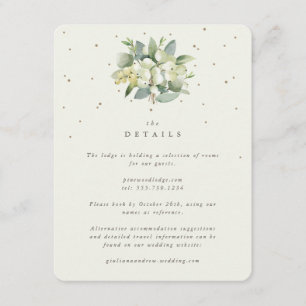 Creme Schneebeeren + Eukalyptus-Strauß Hochzeitsde Begleitkarte