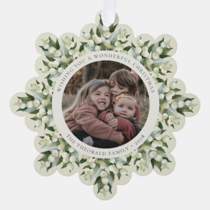 Creme-Schneebeeren+Grün-Weihnachtspapier Ornament Karte