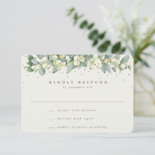 Creme Schneebeeren- und Eukalyptus-Girlande Winter RSVP Karte