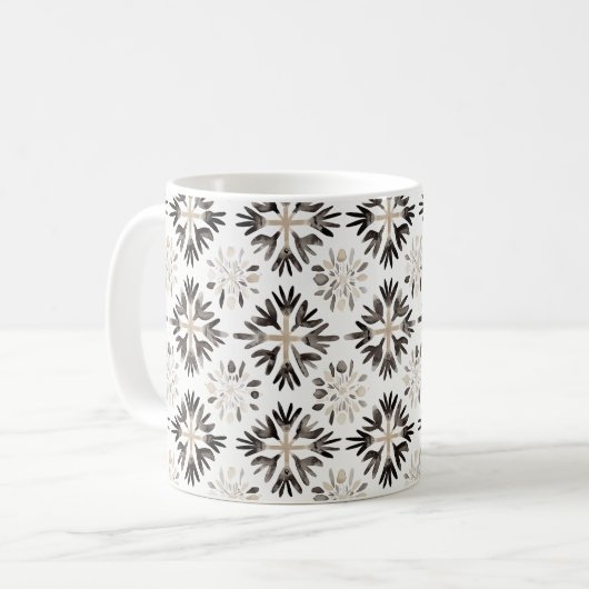 Creme Schwarz Abstrakt Kaffeetasse (Vorderseite Links)