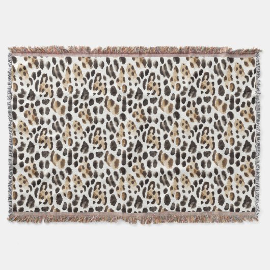 Creme Schwarz Braun Leopard Tier Decke (Vorderseite)