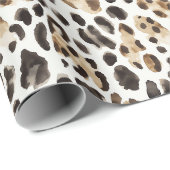 Creme Schwarz Braun Leopard Tier Geburtstag Geschenkpapier (Rolleneckpunkt)