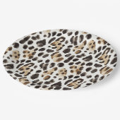 Creme Schwarz Braun Leopard Tier Geburtstag Pappteller (Schrägansicht)