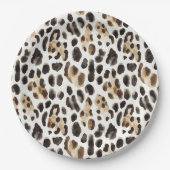 Creme Schwarz Braun Leopard Tier Geburtstag Pappteller (Vorderseite)