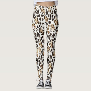 Creme Schwarz Braun Leopard Tier Leggings