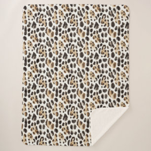 Creme Schwarz Braun Leopard Tier   Sherpadecke