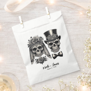 Creme Schwarz & Gold Vintage-Skelett Hochzeit Geschenktütchen
