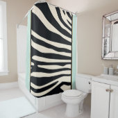 Creme, schwarz und Minzgrün Duschvorhang (Beispiel)
