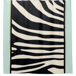 Creme, schwarz und Minzgrün Duschvorhang