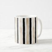 Creme Schwarz Weiß Streifen Kaffeetasse (VorderseiteRechts)