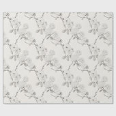 Creme Schwarze Herbstblumen Geschenkpapier (Flach)