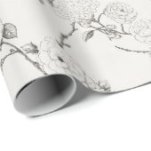 Creme Schwarze Herbstblumen Geschenkpapier (Rolleneckpunkt)