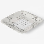 Creme Schwarze Herbstblumen Liebe Hochzeit Pappteller (Gewinkelt)
