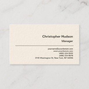 Creme Simple Schlicht Manager Business Card Visitenkarte