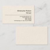Creme Simple Schlicht Manager Business Card Visitenkarte (Vorne/Hinten)