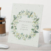 Creme Snowberry+Eucalyptus - Begrüßungstabelle Sockelschild (In Situ)