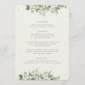 Creme Snowberry + Eukalyptus 3 Kurs Hochzeit Menükarte (Vorderseite)