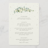 Creme Snowberry + Eukalyptus 3 Kurs Hochzeit Menükarte (Vorderseite)