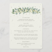 Creme Snowberry + Eukalyptus 4 Course Wedding Menükarte (Vorderseite)
