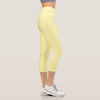 Creme Solid Color Capri Leggings