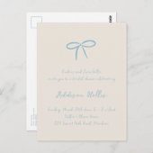 Creme Something Blue Bow Brautparty Postkarte (Vorne/Hinten)