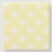 Creme Southern Hütte Fleur de Lys Steinuntersetzer (Vorderseite)