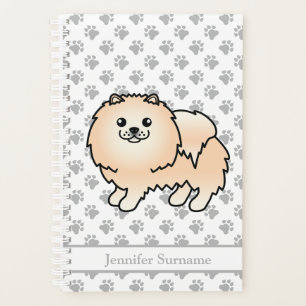 Creme Spitz Niedlich Cartoon Dog & Custom Text Planer
