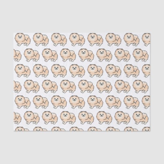 Creme Spitz Niedlich Cartoon Dog Muster Seidenpapier (Vorderseite)