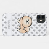 Creme Spitz Niedlich Cartoon Dog & Name Case-Mate iPhone Hülle (Rückseite (Horizontal))