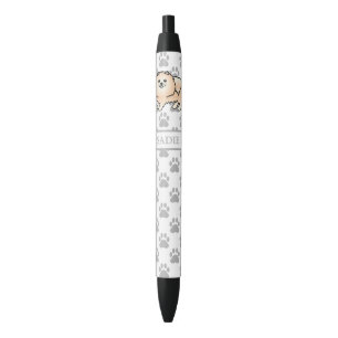 Creme Spitz Niedlich Cartoon Dog & Name Kugelschreiber