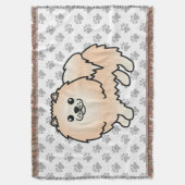 Creme Spitz Niedlich Cartoon Dog & Paws Decke (Vorderseite Vertikal)